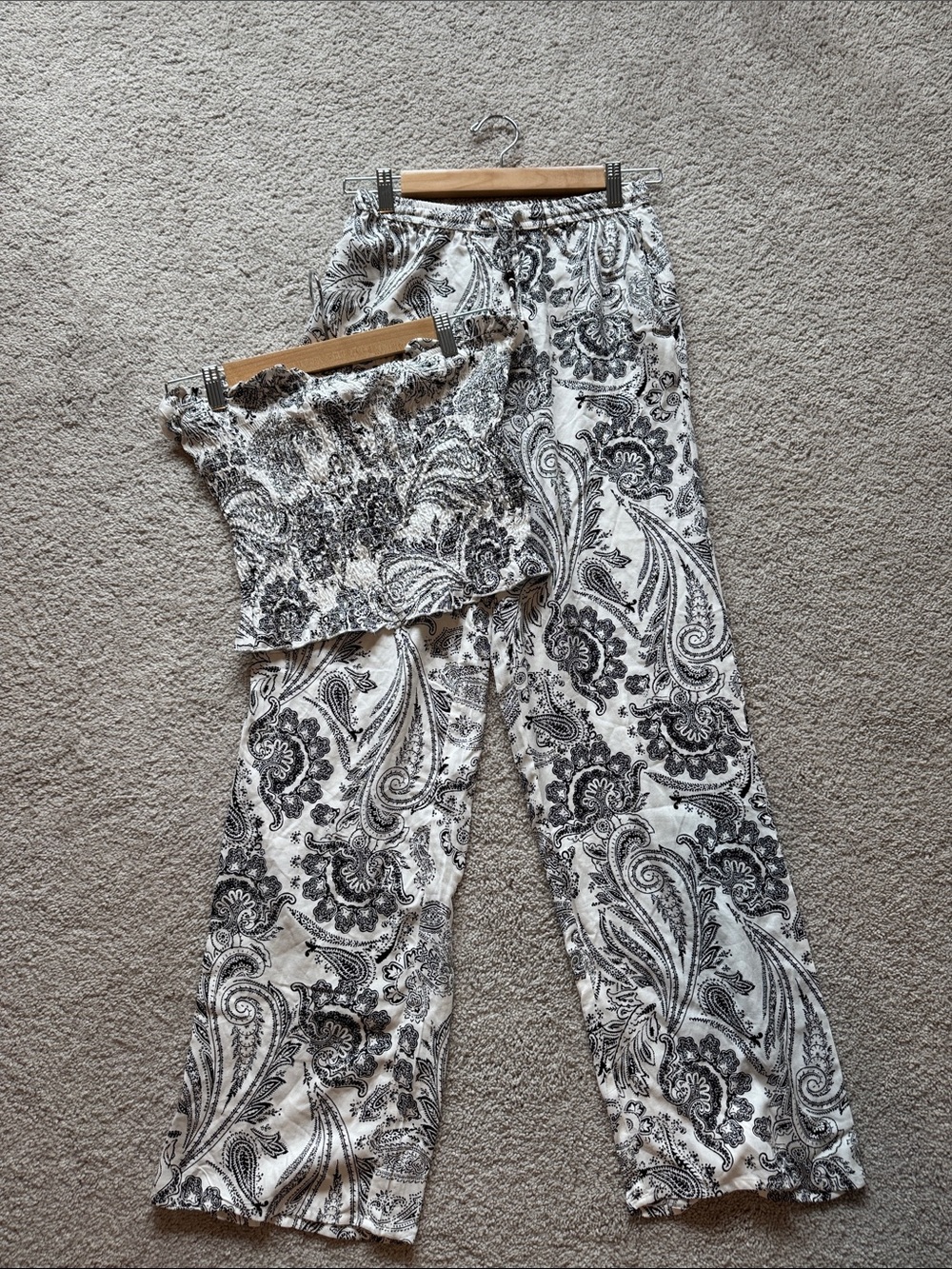 Urban Heritage Black & White Paisley Wide-Leg Jumpsuit